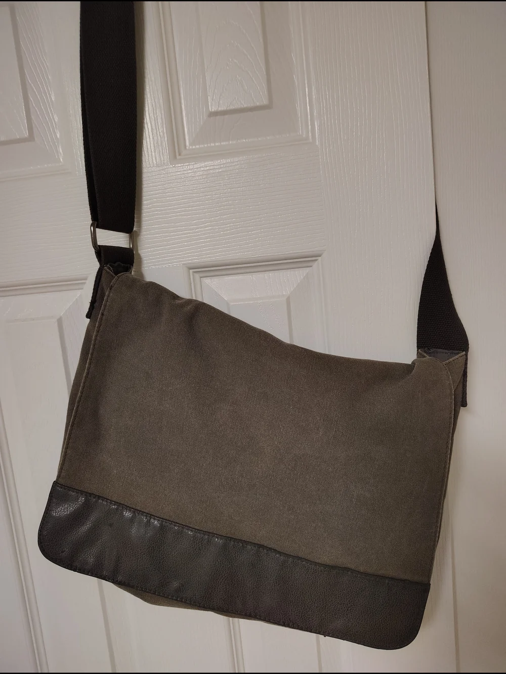 Goodfellow & Co Olive Canvas Messenger Bag with Black Trim